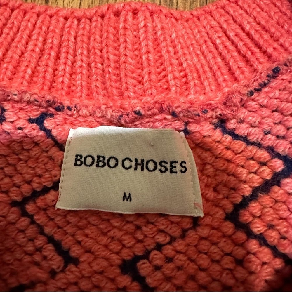 Bobo Choses Pink Knitted Long Sleeve Crewneck Soft Yarn Sweater Medium - Picture 5 of 9